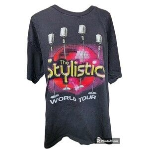 Stylistics World Tour T-Shirt Size XL Black R&B Music Band 2 Sides